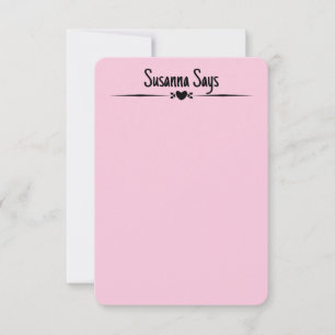 Double Sided Pink Girly Modern Script Custom Note Thank You Card