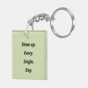 Double-Sided Pink & Green Motivational Keychain