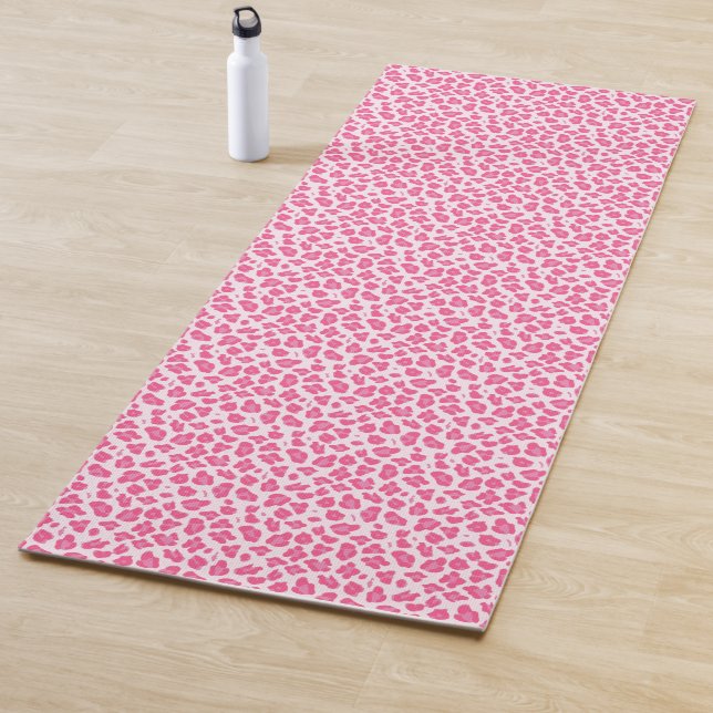 Double Sided: Pink Leopard and Pink Zebra Print Yoga Mat (In Situ)