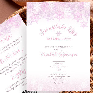 Double Sided Pink Snowflake Baby Shower Invitation