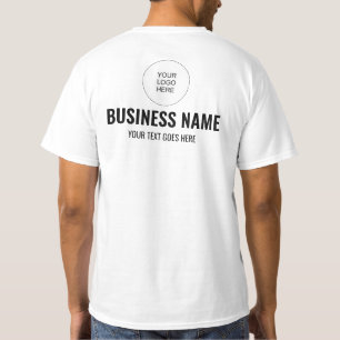 Double Sided Print Logo Staff Member Mens White T-Shirt