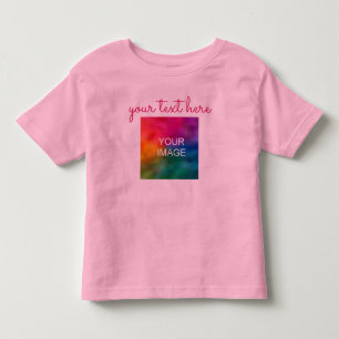 Double Sided Print Upload Photo Add Text Pink Baby Toddler T-shirt