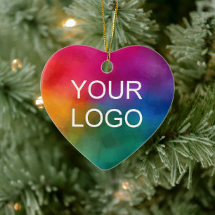 Double Sided Printing Business Logo Heart Ceramic Ornament
