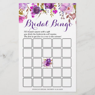 DOUBLE SIDED Purple Floral Bridal Shower Game