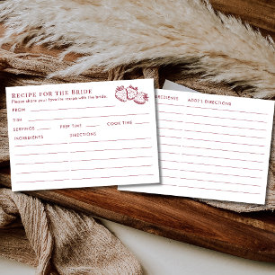 Double Sided Red Strawberry Bridal Shower Recipe Enclosure Card