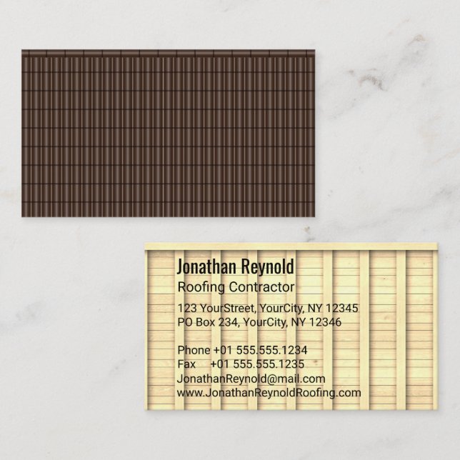Double-Sided Roofing Construction Brown Roof Business Card (Front/Back)