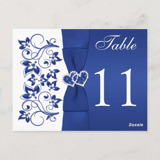 Double-sided Royal Blue and White Table Number 2 Postcard (Back)