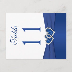 Double-sided Royal Blue and White Table Number Postcard