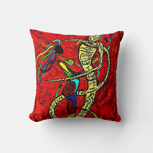 Double Sided Rumi and Tahireh Throw Pillow (Front)