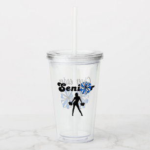 Double Sided Senior Cheerleader Blue & White Acrylic Tumbler