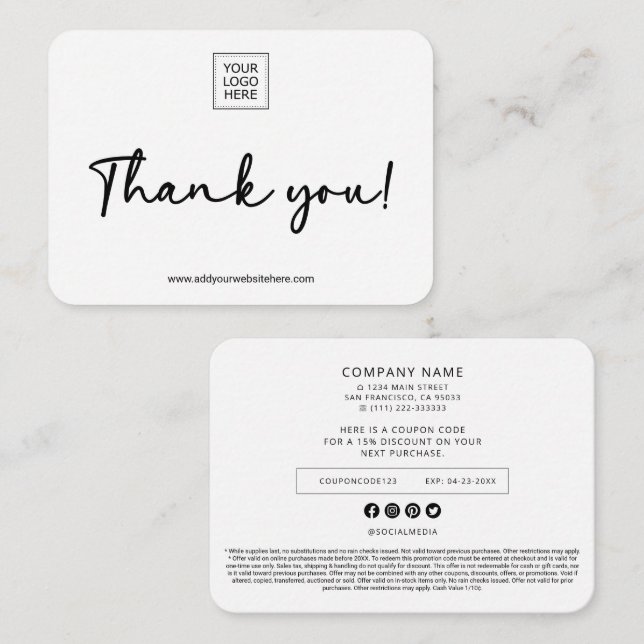 Double-Sided Small Business Packaging Insert  Card (Front/Back)