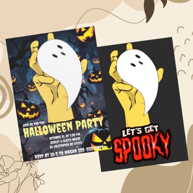 Double-Sided Spooky Ghost Hand Halloween Custom  Invitation (Creator Uploaded)