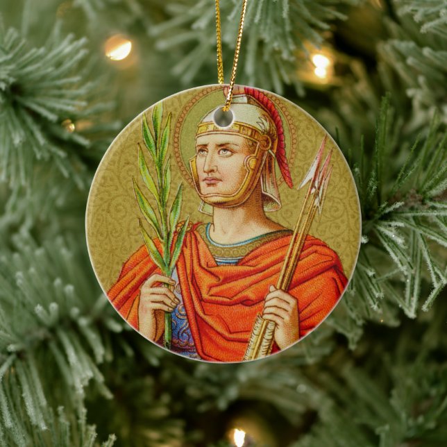 Double-Sided St. Sebastian (SNV 24) Circle Ceramic Ceramic Ornament (Tree)