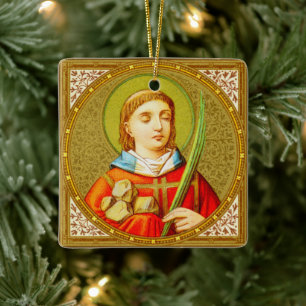 Double-Sided St. Sebastian (SNV 24) Square Ceramic Ornament