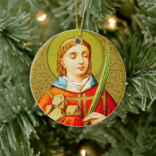 Double-Sided St. Stephen (SNV 26) Circle Ceramic Ornament (Tree)