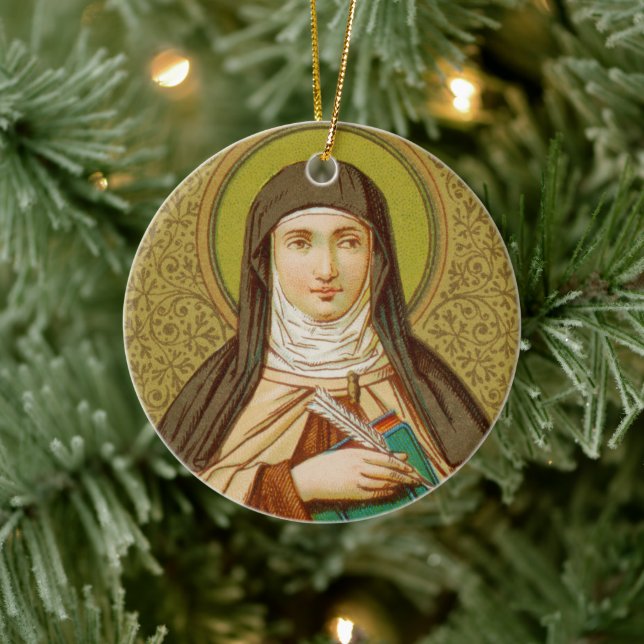 Double-Sided St. Teresa of Avila (SNV 27) Circle Ceramic Ornament (Tree)