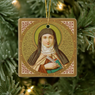 Double-Sided St. Teresa (SNV 27) Square Ceramic Ornament