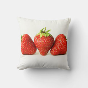 Double Sided Strawberries on White or Black tpcn Throw Pillow