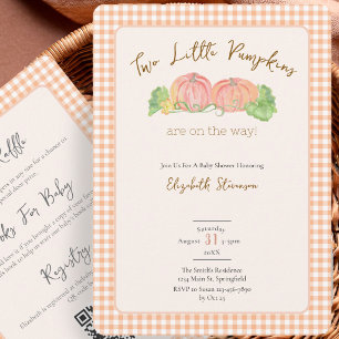 Double Sided Twins Baby Shower Little Pumpkins Invitation