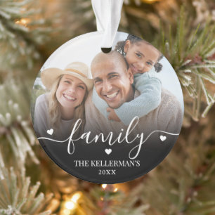 Double Sided Two Photo Family Christmas Ornament