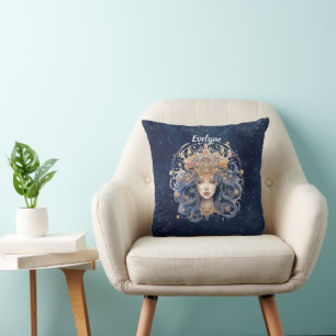 Double-sided Vigro sign custom text blue modern Throw Pillow