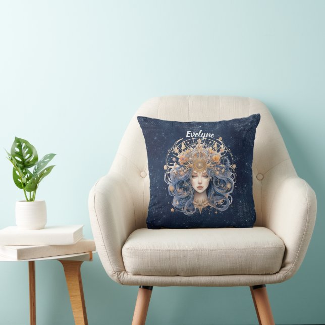 Double-sided Vigro sign custom text blue modern Throw Pillow (Chair)