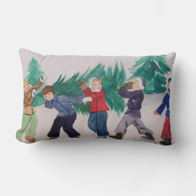 Double-Sided Vintage Christmas Art Pillow (Front)