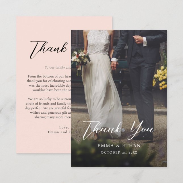 Double Sided Wedding Thank You Card with Photo (Front/Back)