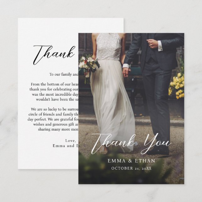 Double Sided Wedding Thank You Card with Photo (Front/Back)