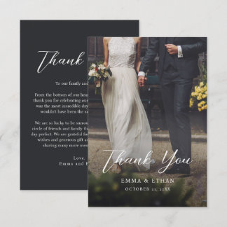Double Sided Wedding Thank You Card with Photo