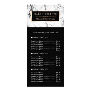 Double Sided White Marble Beauty Salon Price List Rack Card