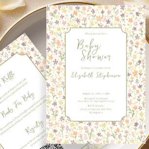 Double Sided Yellow Flowers Baby Shower Invitation