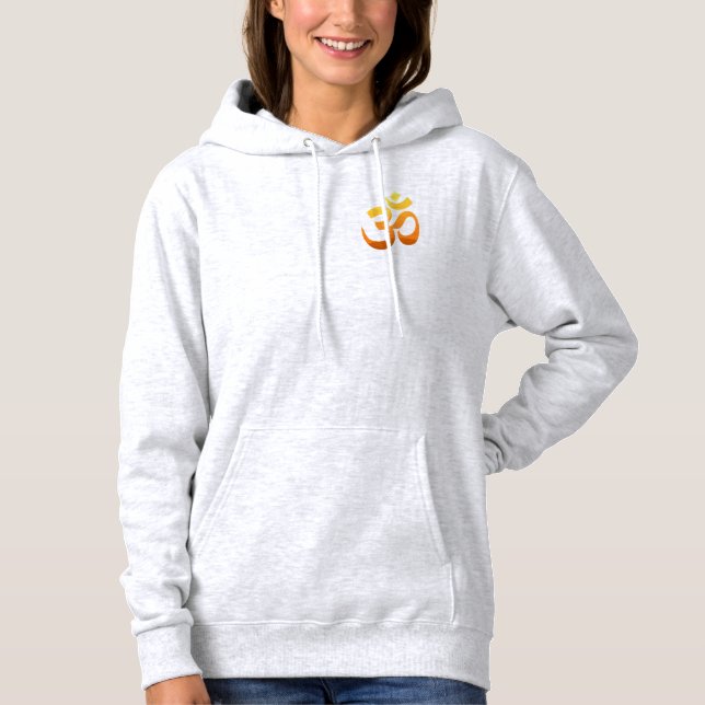 Double Sided Yoga Om Mantra Symbol Gold Sun Womens Hoodie (Front)