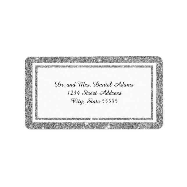 Double Silver Glitter Trim - Address Label (Front)