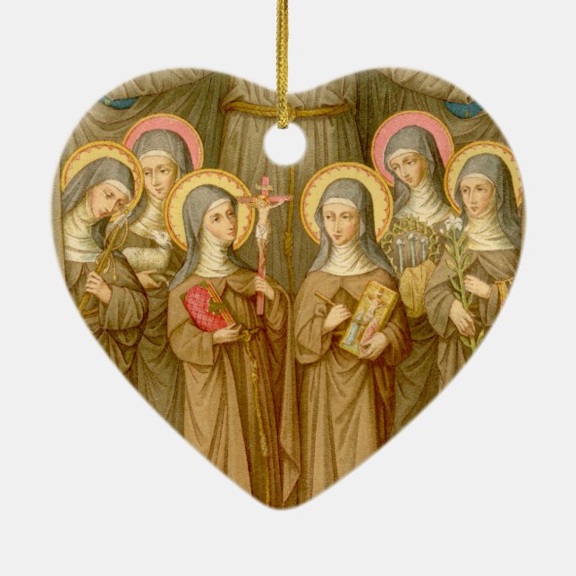 Double SIx Poor Clare Saints (SAU 027) Ceramic Ornament (Back)