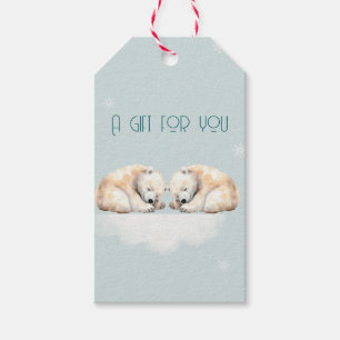 Double Snuggles Twin Polar Bears Gift Tags
