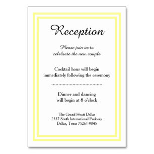 Double Soft Yellow Trim -Reception Insert Card