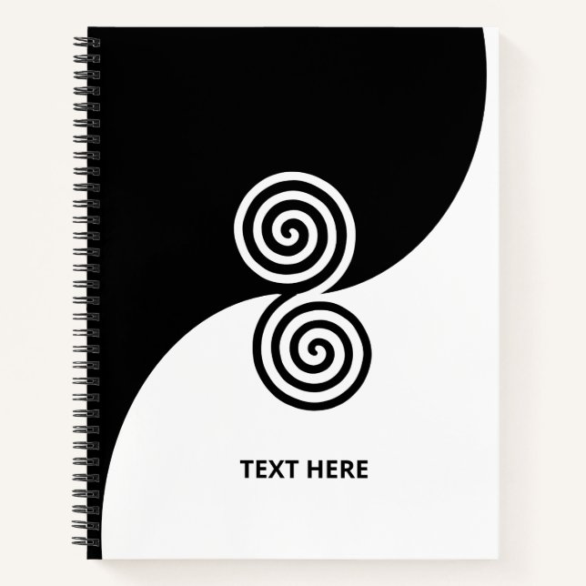 Double Spiral Art in Black & White Notebook (Front)