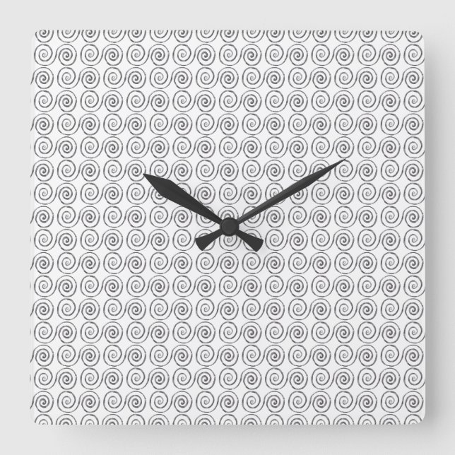 Double Spiral Celtic Pattern Square Wall Clock (Front)