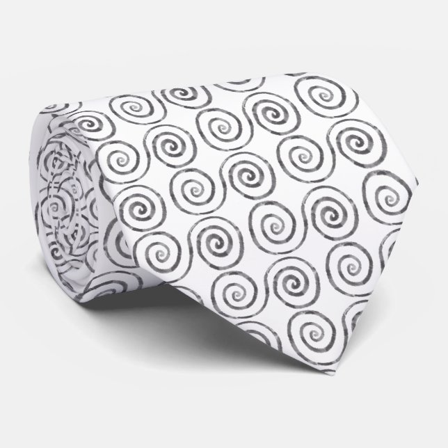 Double Spiral Celtic Pattern Tie (Rolled)