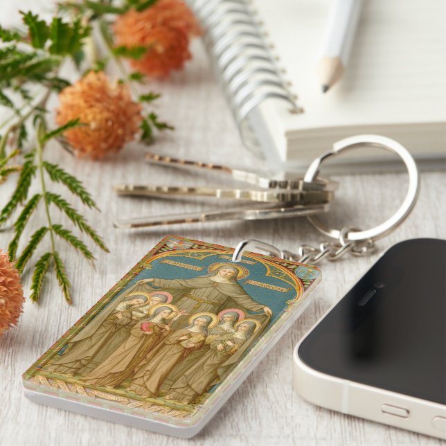 Double St. Clare of Assisi & Nuns (SAU 27) Keychain (Front Right)