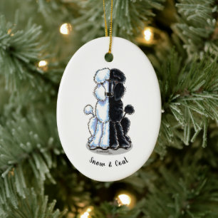 Double Standard Poodles Personalized Ceramic Ornament