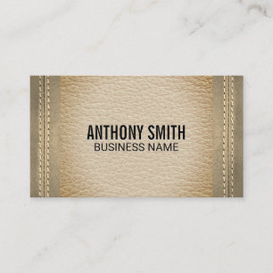 Double Stitched Leather Sepia Tone Luxury Business Card