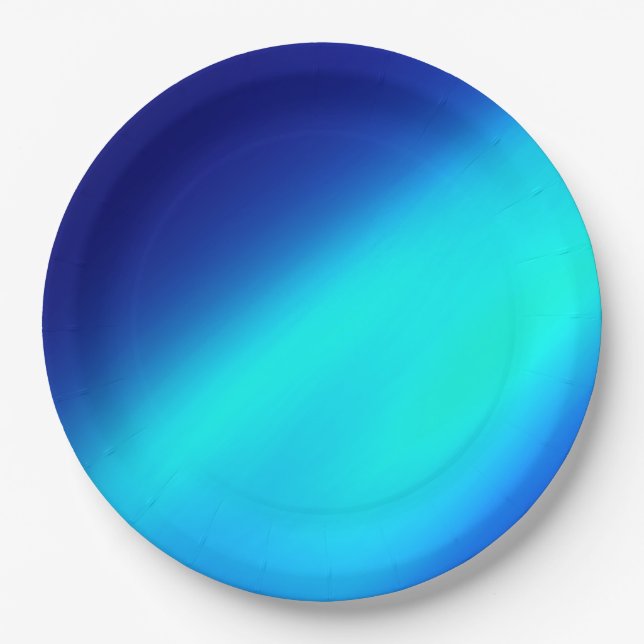 Double Strip Moonlight Ombre Effect Blue  Paper Plate (Front)