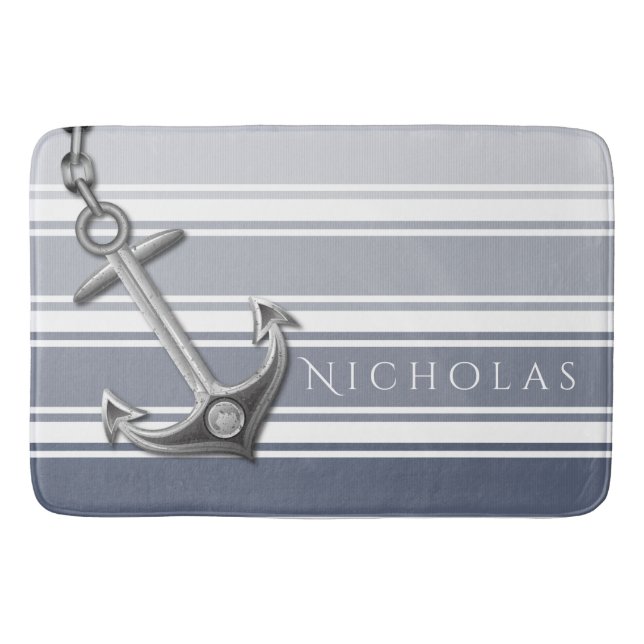 Double Striped Anchor Bath Mat (Front)