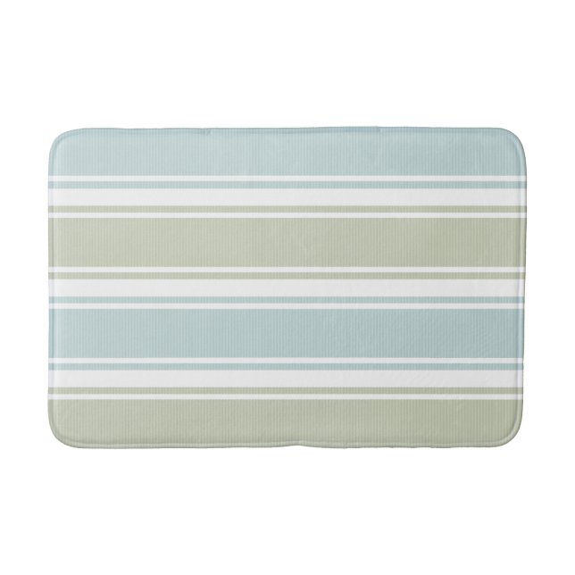 Double Striped Seafoam & Blue Bath Mat (Front)