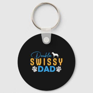 Double Swissy Dog Dad Gifts Funny Swissy Dog Lover Keychain