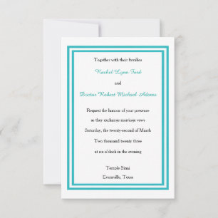 Double Teal Trim - Invitation de mariage 3x5