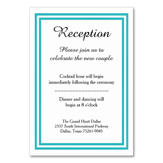 Double Teal Trim -Reception Insert Card (Front)