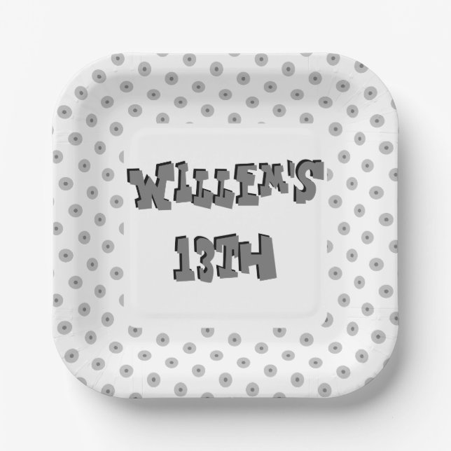 Double Text Teen Boy Birthday Party Paper Plate (Front)